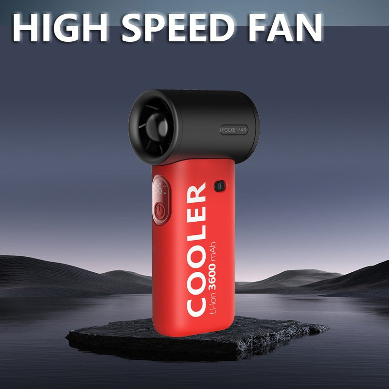 The new violent turbine high-speed handheld fan is an outdoor portable rechargeable usb with stepless speed regulation and high wind force