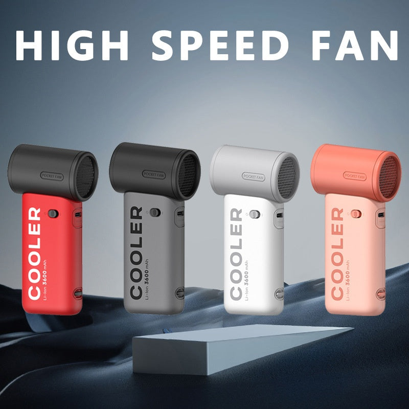 The new violent turbine high-speed handheld fan is an outdoor portable rechargeable usb with stepless speed regulation and high wind force