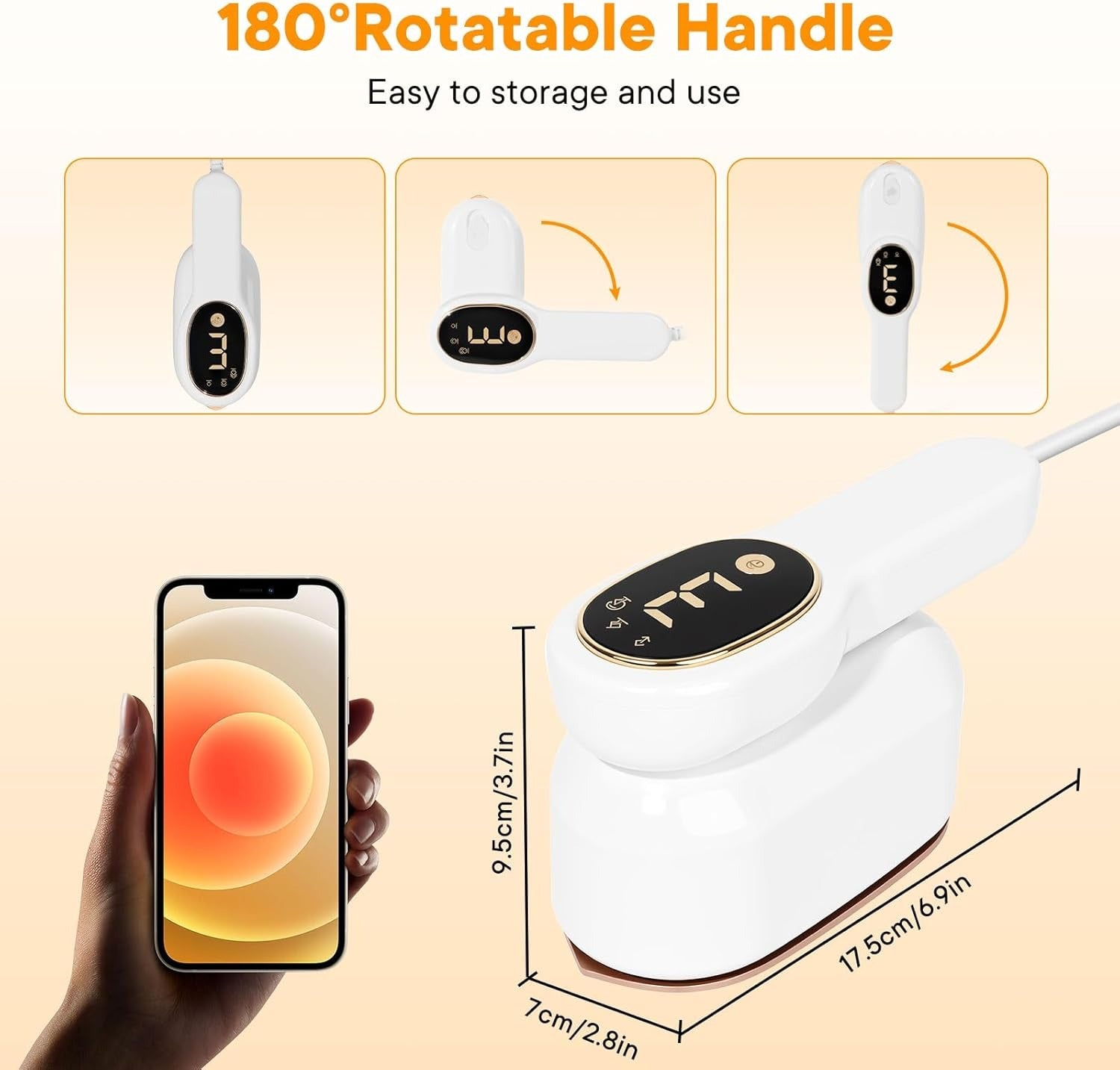Smart Travel Steamer for Clothes, 1200W Handheld mini travel Steam All-in-One Portable Steamer Iron with LCD Display, 3 Steam Modes & 5s Fast Heat-up, Garment Steamer for Travel, Home, and Office